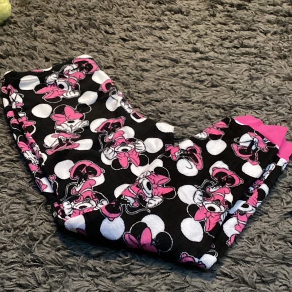 Disney Minnie Mouse Fleece lounge, pajama Pants - Black, Pink, and White - Picture 1 of 5